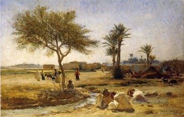 Ein Arabien Dorf Arabisch Frederick Arthur Bridgman Ölgemälde